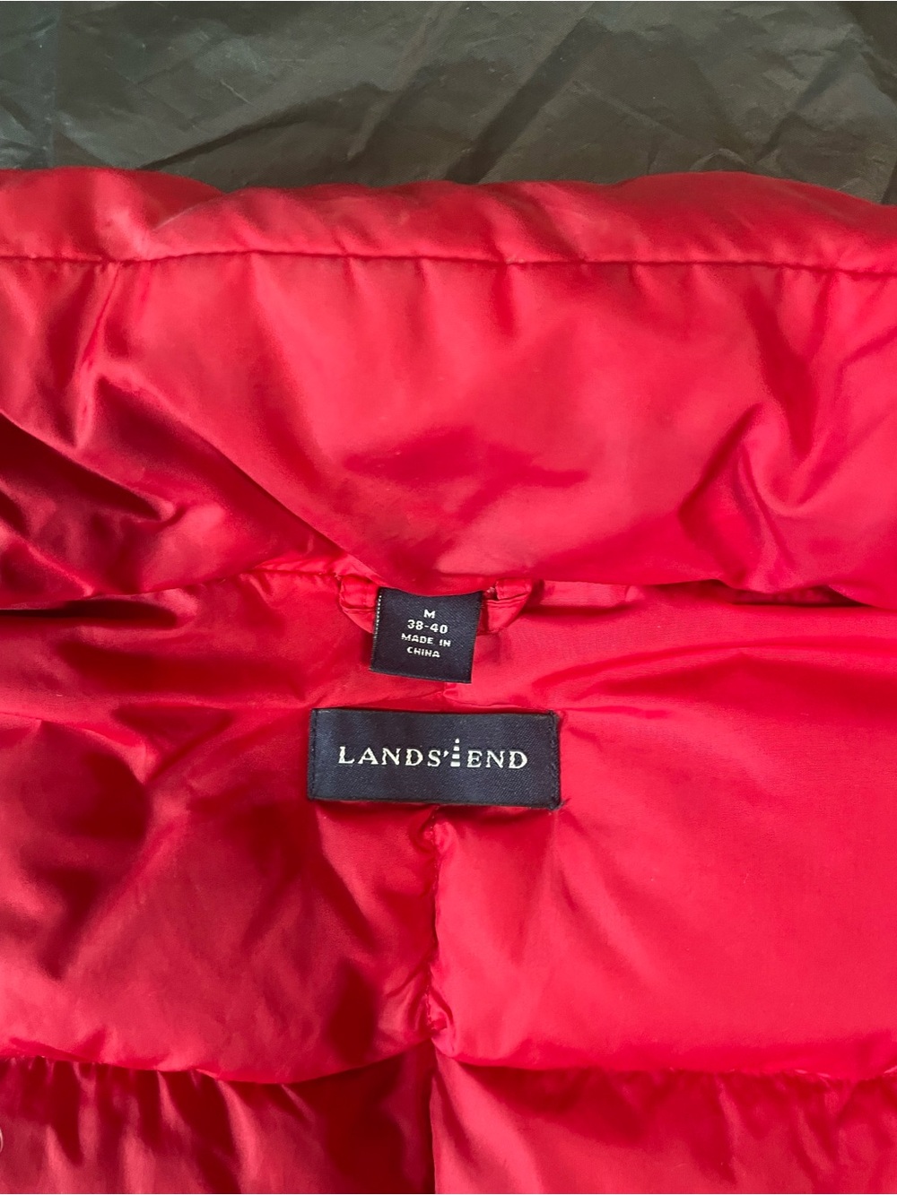 Lands' End Red Quilted Puffer Vest - Picture 2 of 4